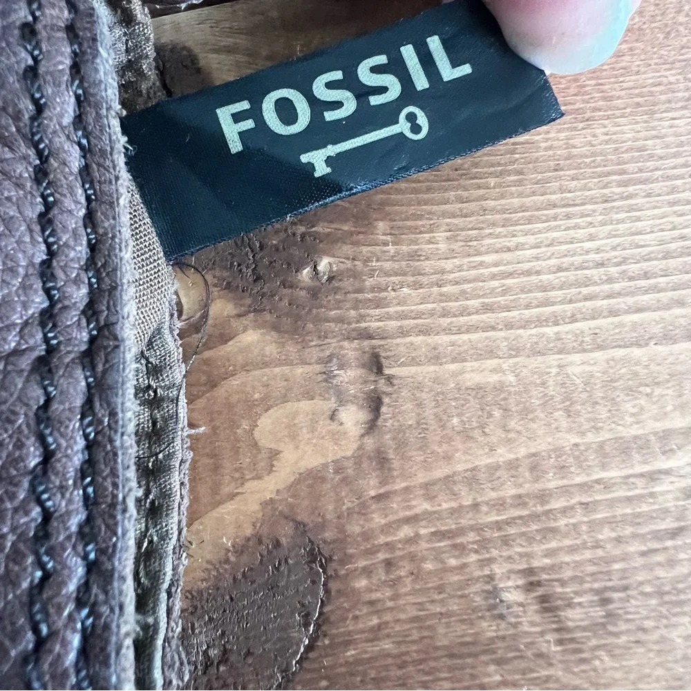 Fossil Small Brown Leather Crossbody Embellished Studded Purse Boho Festival Bag - Picture 7 of 15